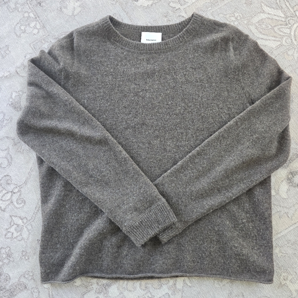 Reformation Cashmere Boyfriend Sweater, Walnut, Medium